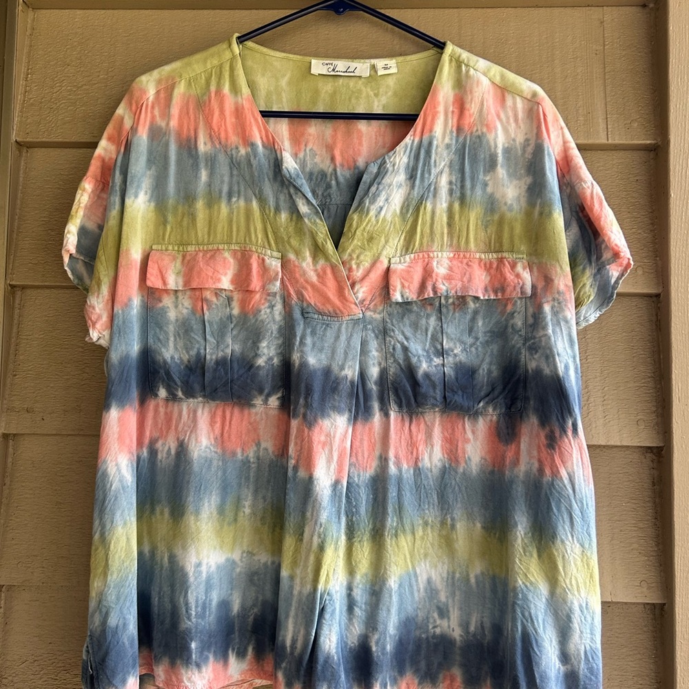 Caffe Marrakesh  top tie dye in pale tones Sz M